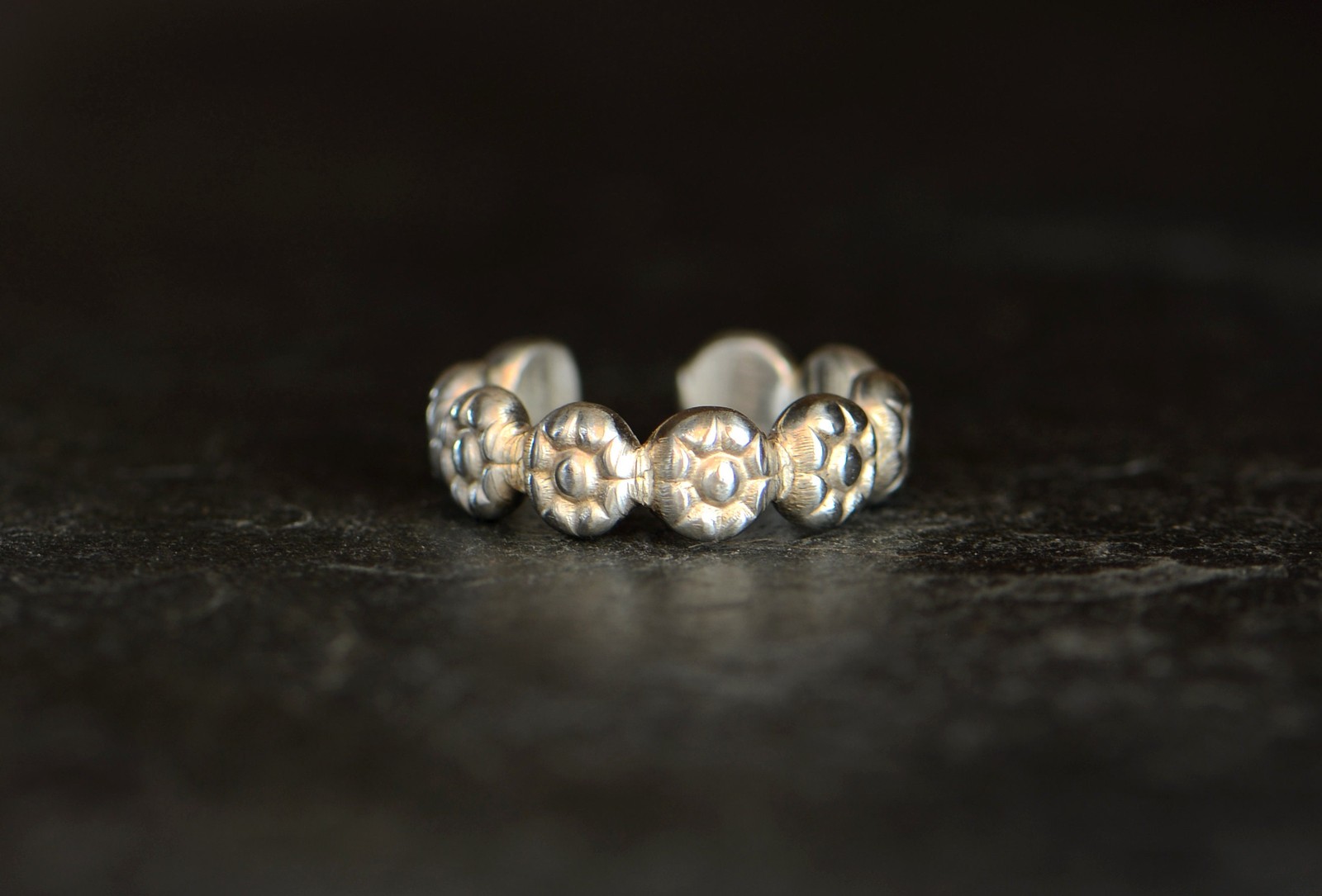 Handmade Sterling Silver Flower Toe Ring: Adjustable Midi Ring