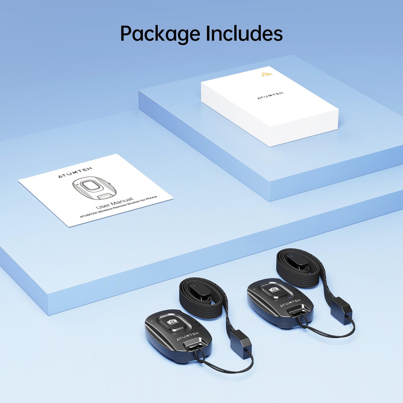 ATUMTEK Camera Remote Shutter for iPhone and Android Smartphones 2 Pack Wirel...