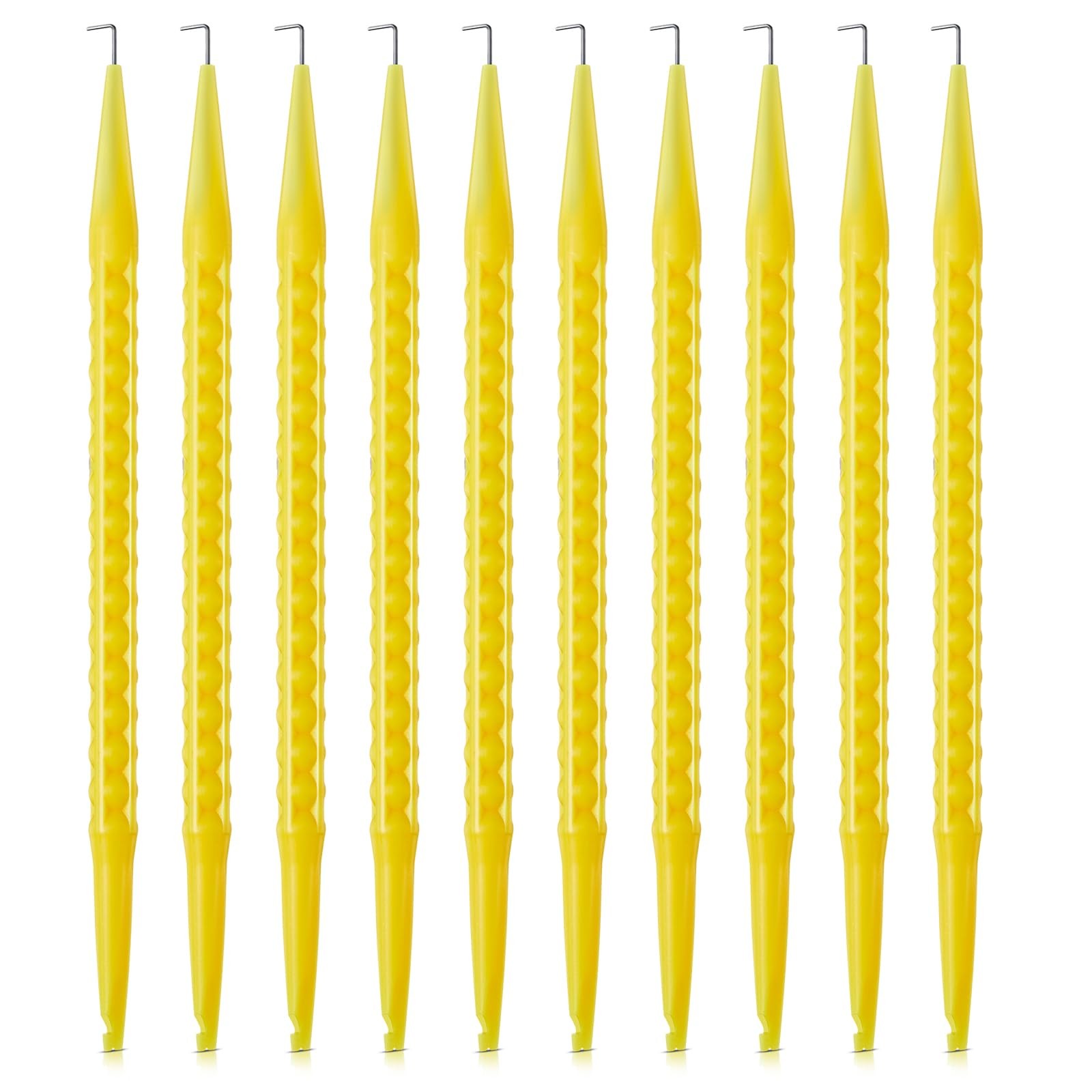 10 PCS Yellow Probe Pick Spudger Tools, 7, L-Shaped Wire Hook, Nylon, Telecom