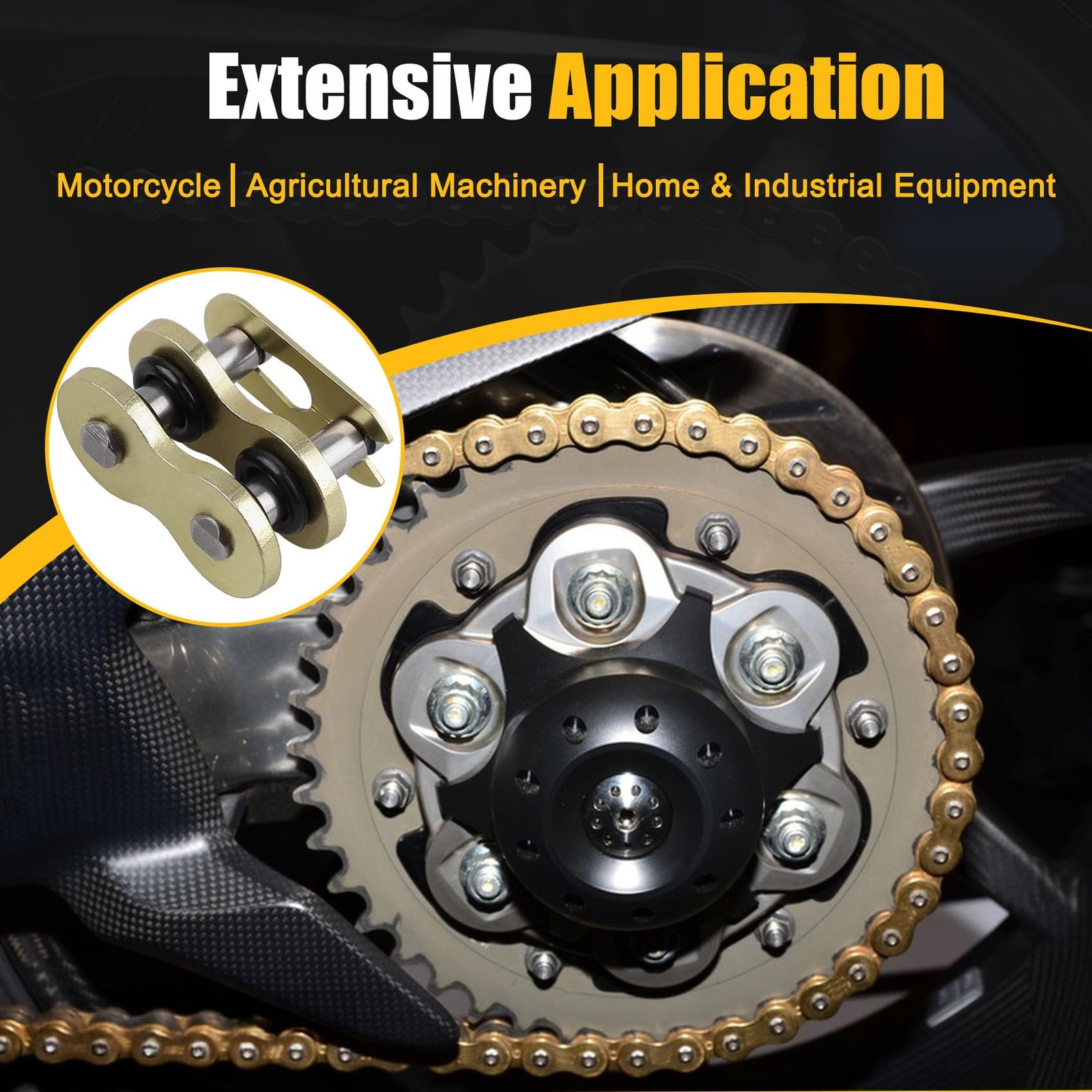 CQSPMOTO #520 Chain Master Link 2 Pack, Gold 520 O-Ring 2 Pack