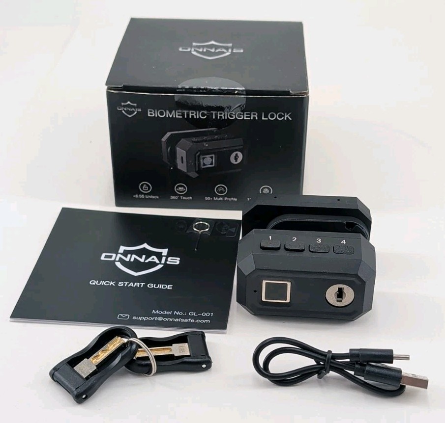 Onnais Biometric Defender GUN Trigger Lock GL-001 Fingerprint Code 2 Keys