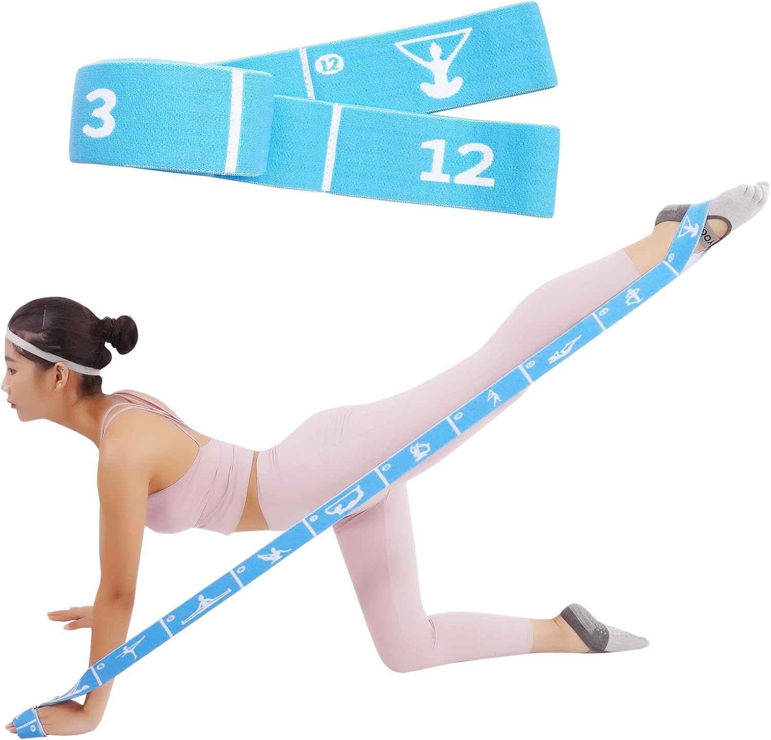 Yoga Strap with 10/12 Loops - Multi-Functional Stretch Band for Pilates,