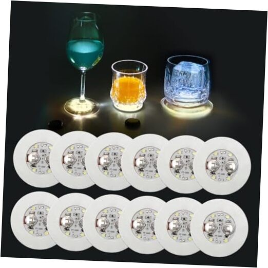 Cup Coaster for Bottles,  12 Pcs Led Coasters for Drink, Led Sticker Lights