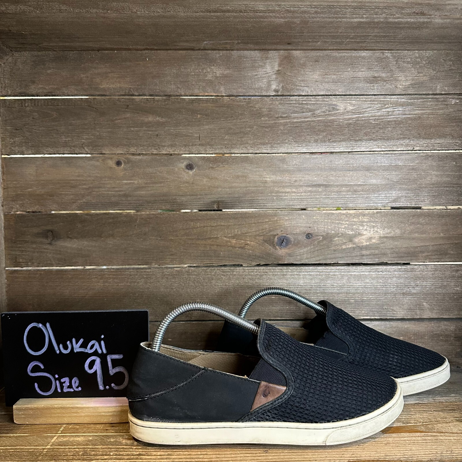 Womens Olukai Pehuea Black Mesh Casual Comfort Slip On Sneakers Shoes Size 9.5 M