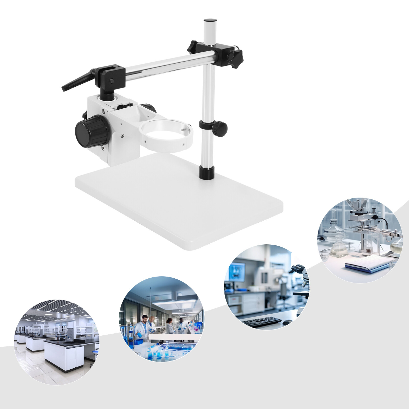 Stereo Arm Focusing Holder 360° Rotation Adjustable Microscope Boom Stand 76mm