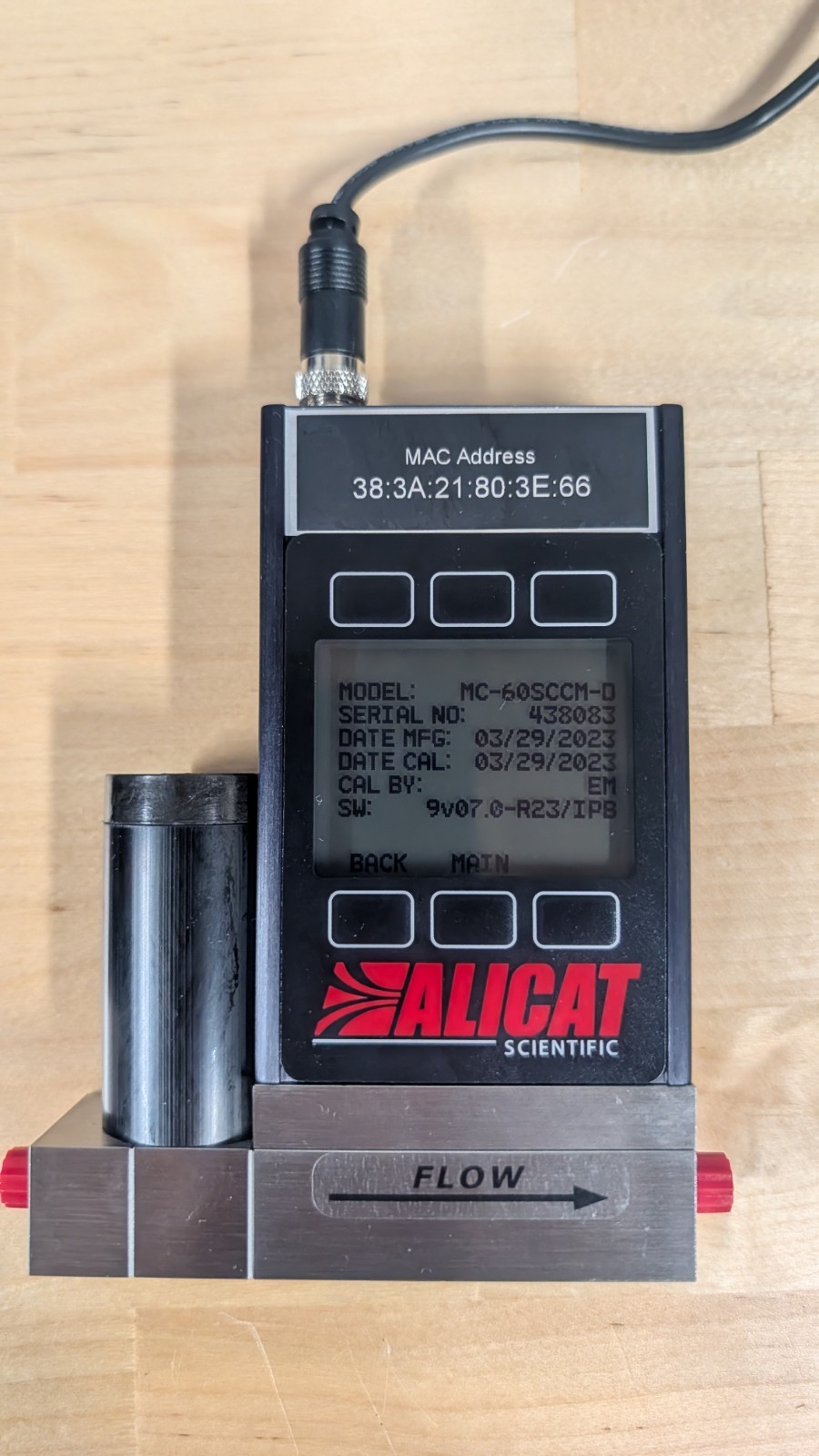 Alicat MC-100SCCM-D-IPJ-ECAT-PCV03 Mass Flow Controller EtherCAT CO2 60 SCCM