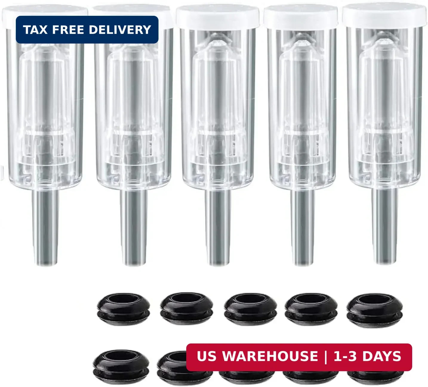 5ct. 3 Piece Airlocks with 10 Grommets,Brewing Airlock Kit,Airlocks for Fermenti