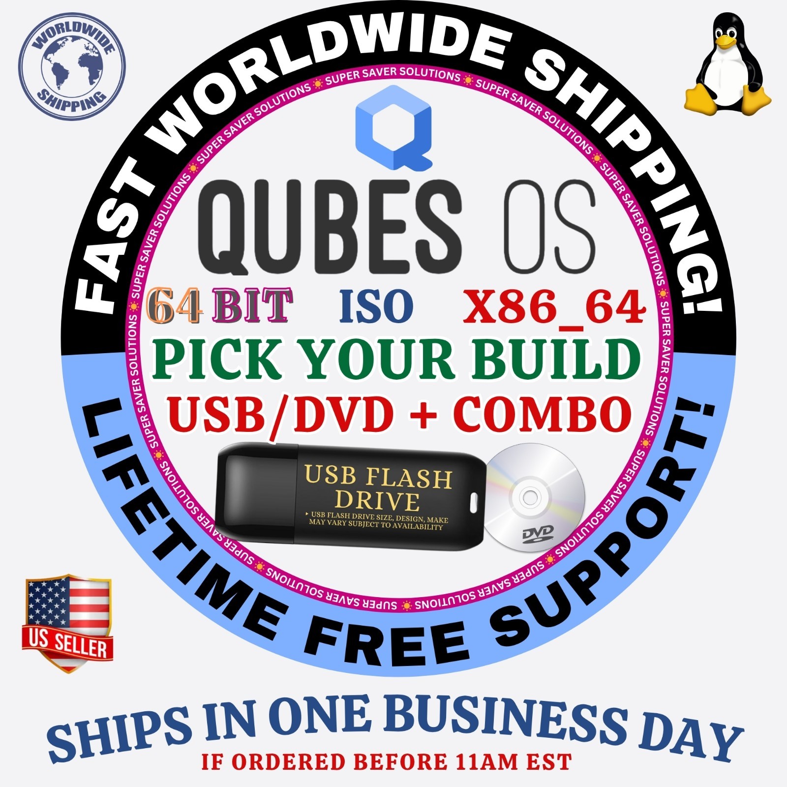 QubesOS LINUX OS ISO 64BIT USB-DVD LIVE-BOOT INSTALL | MAC PC CHROMEBOOK