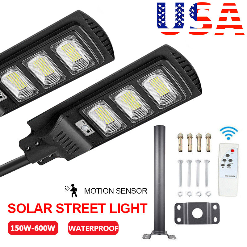 Outdoor Commercial 600W LED Solar Street Lamp IP66 Dusk-to-Dawn Road Lamp+Pole
