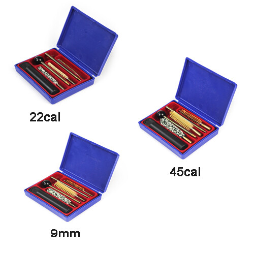 Pistol/Handgun .22cal 38/.357cal  9mm cal .44/.45cal Cleaning Kit Brush Hunting