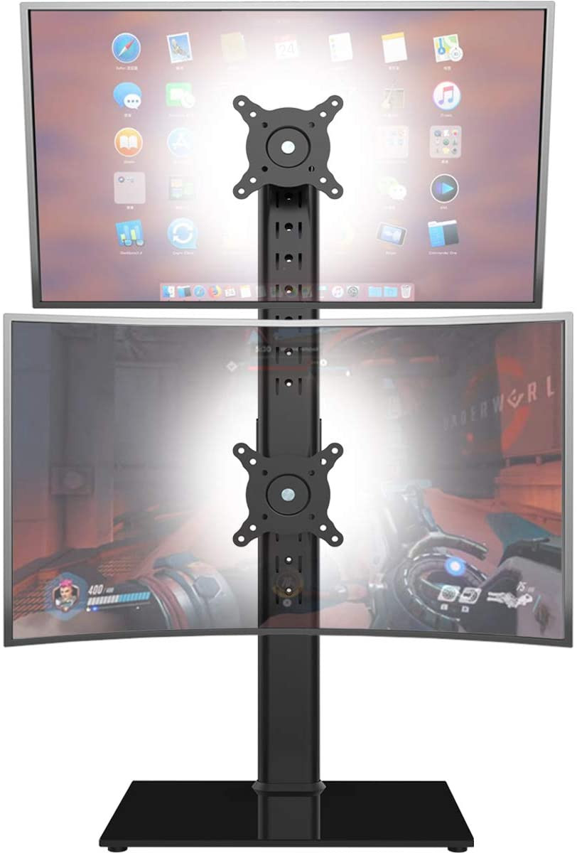 Dual Vertical Monitor Stand Mount 2 Screens 13-34 Inch Swivel Tilt Height Adj
