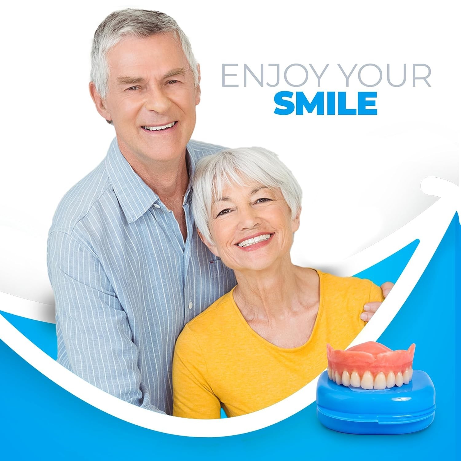 Personalized Upper and Lower Dentures - Home Solution Kit with 12 Durable Pieces