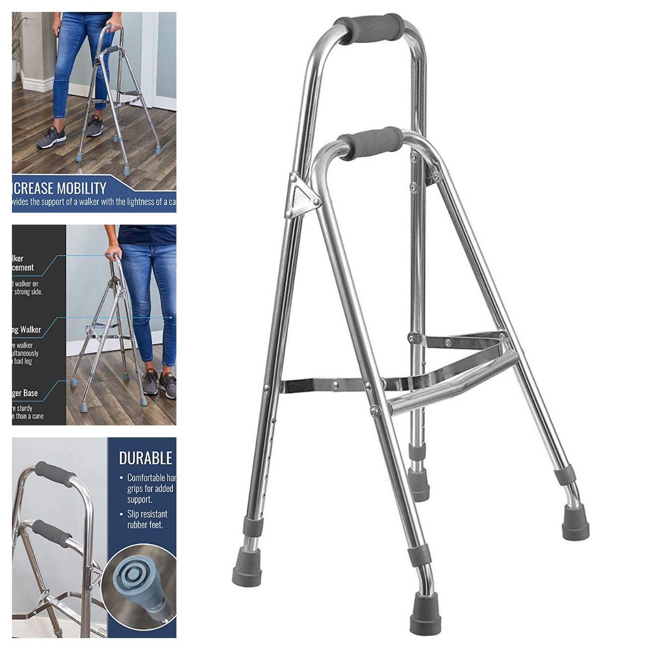 Adjustable Hemi Walker Lightweight Aluminum Folding Mobility Aid Support