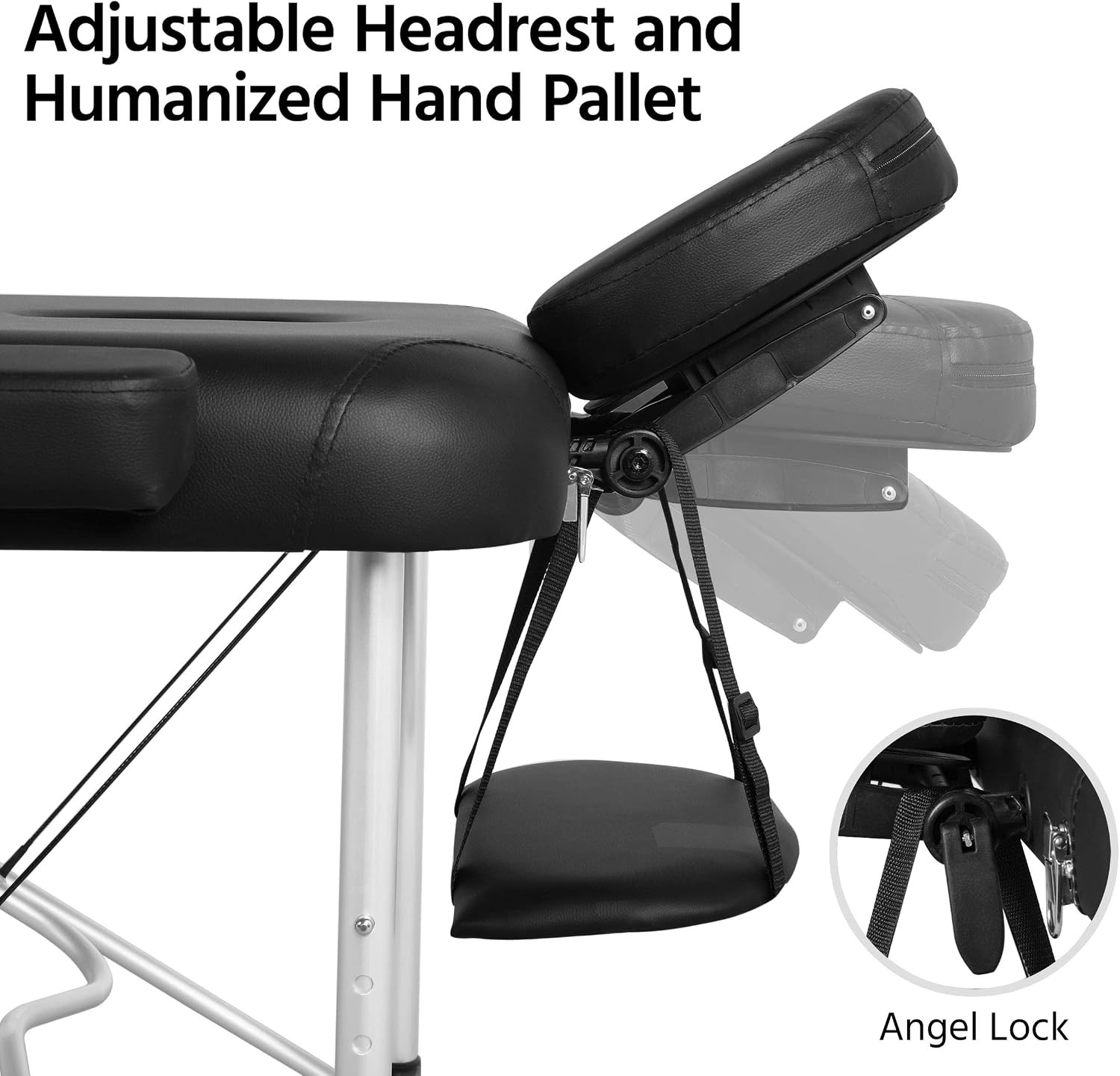 Portable Massage Table Foldable Adjustable Salon Lash Bed Black 28 in wide