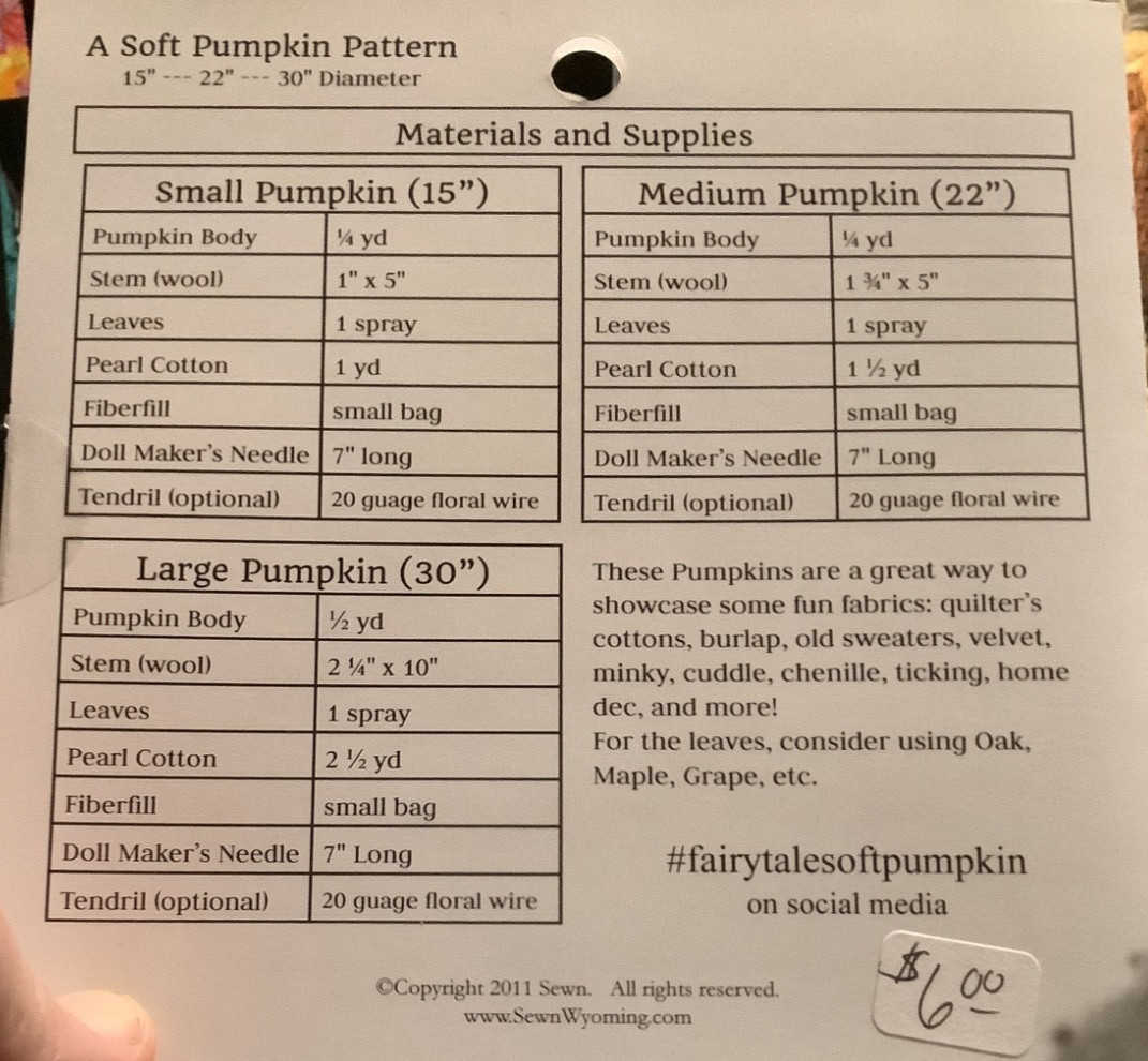 Fairytale Soft Pumpkin Pattern by Sewn Wyoming