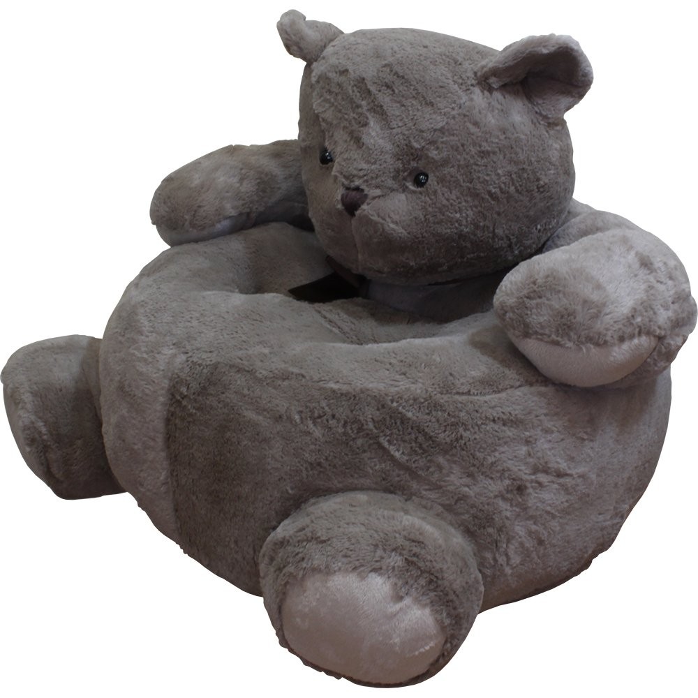 KIDS BEAR CHAIR BROWN PLUSH MATERIAL SOFT FURRY FITS ANYWHERE