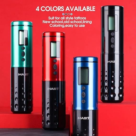 Black Color Mast Lancer Pen Machine Gun Cordless Rotary Tattoo Cartridges Pen