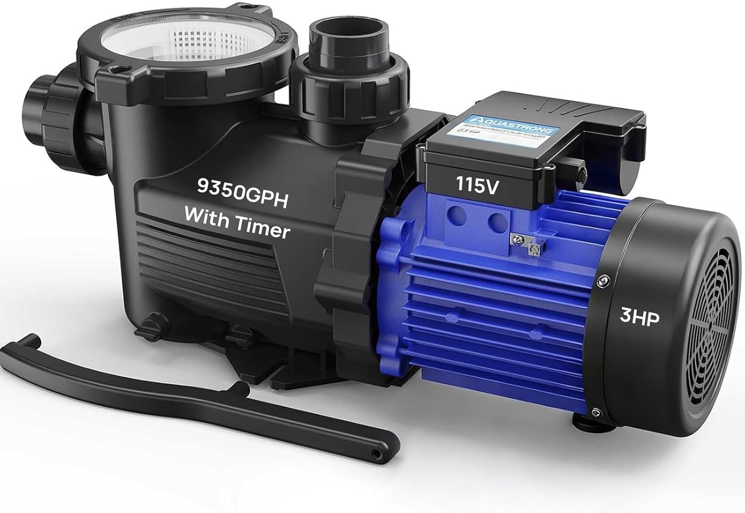 3HP In/Above Ground Pool Pump 115V with Timer, 9350GPH High Flow and Filter
