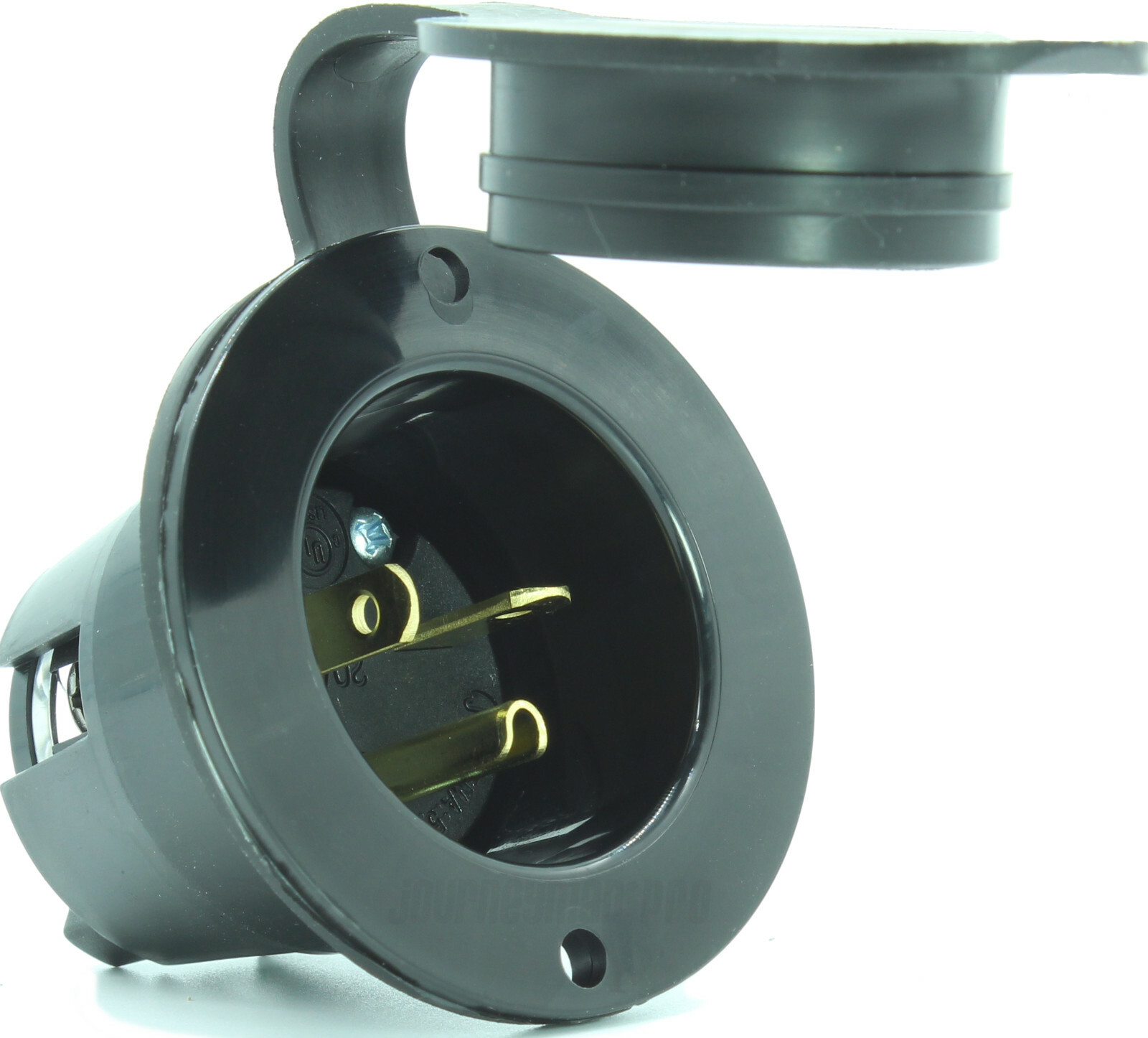 Journeyman-Pro 5378 20 Amp 125 Volt, NEMA 5-20P Flanged Inlet Receptacle Black