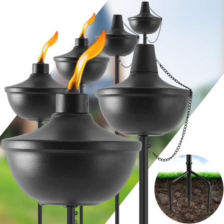 Home Garden Torch Set of 6, Large Capacity 23.5oz Outdoor Metal Torch 6pack