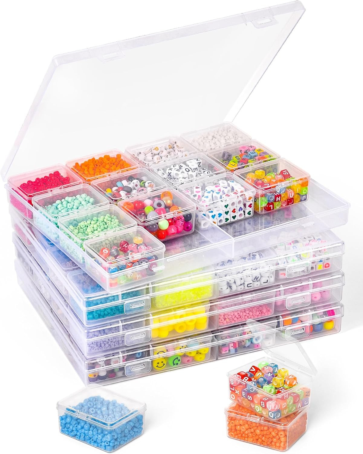 Bead Organizer Box, 64 Pcs Clear Bead Storage Containers, Craft Organizers and S