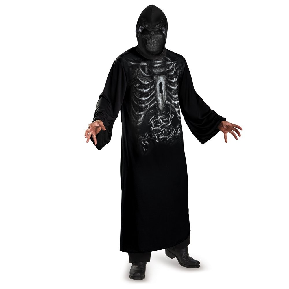 Disguise 74296L Reaper Hooded Print Robe - Child Costume, Small (4-6)