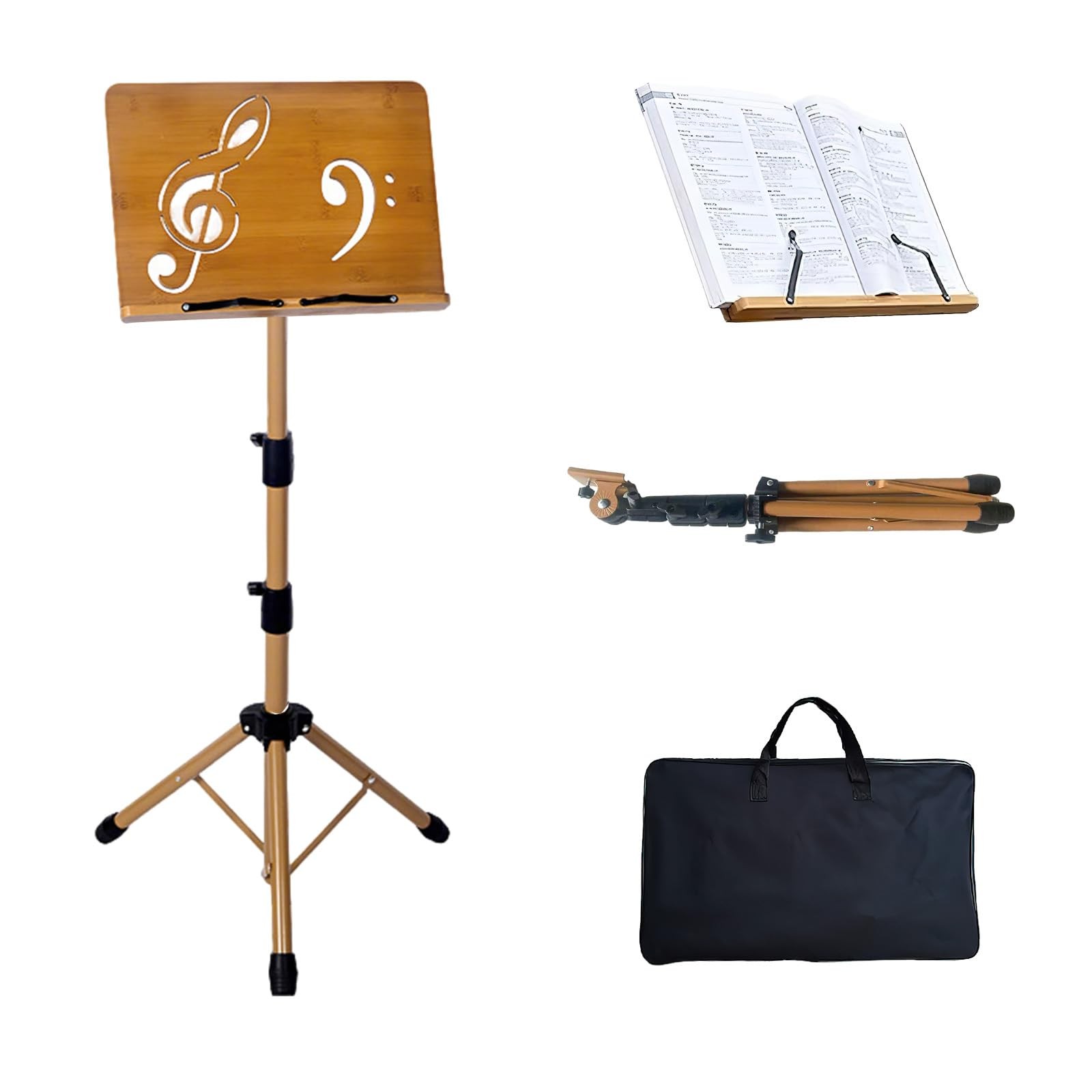 Folding Music Stand - Portable Sheet Music Stand with Carrying Bag, Adjustabl...