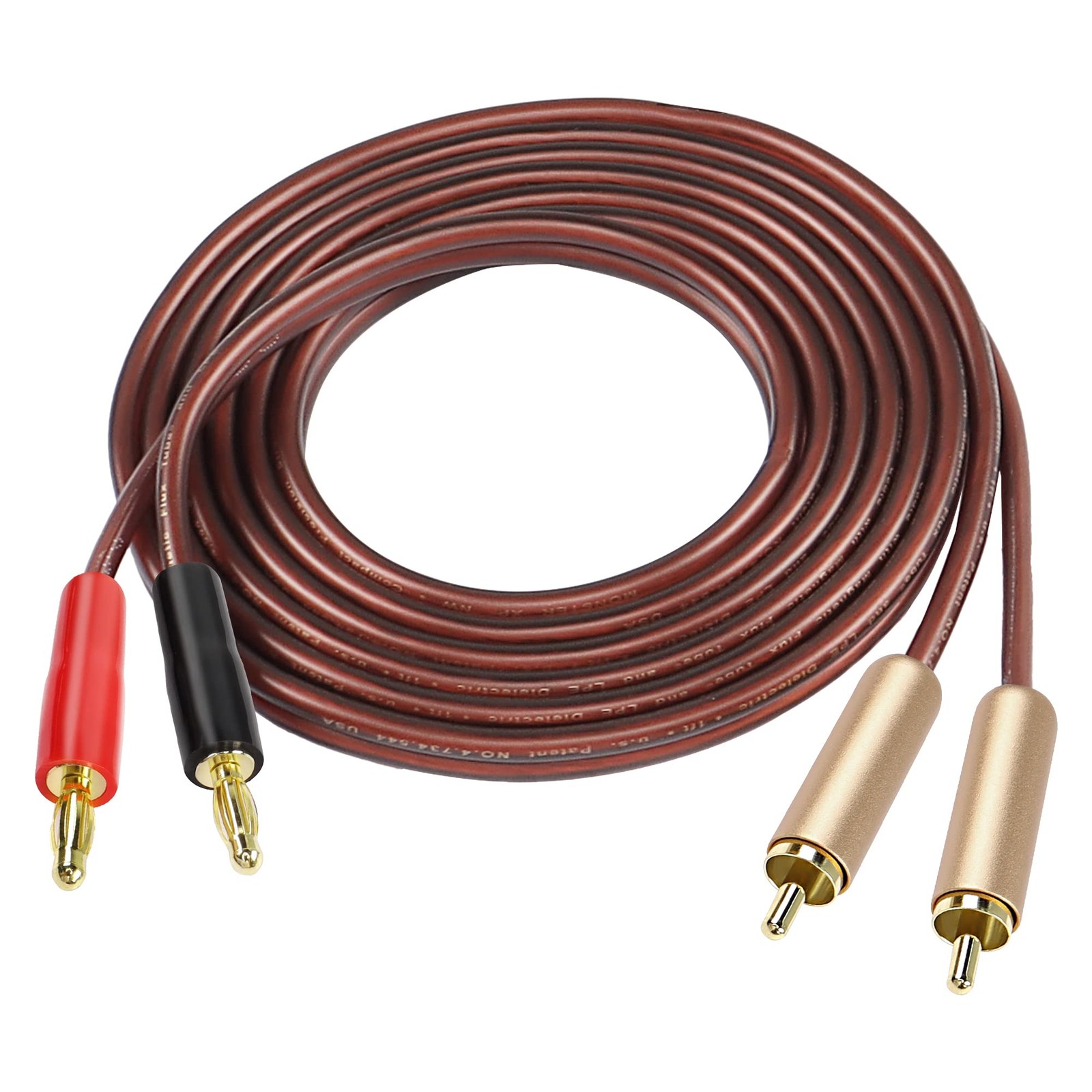 MEIRIYFA 2RCA Plugs to 2 Banana Speaker Wire, Dual Plug Black