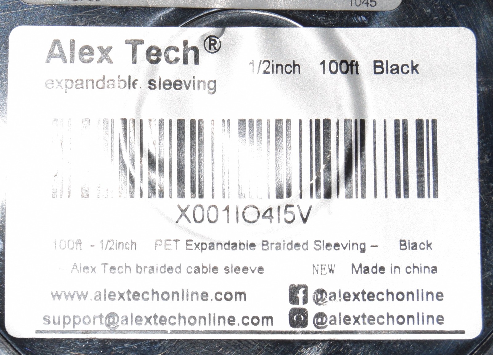 100ft - 1/2 inch PET Expandable Braided Sleeving – Black