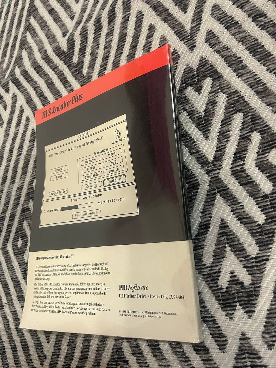 HFS Locator Plus Macintosh Manual Book PBI Software 1986