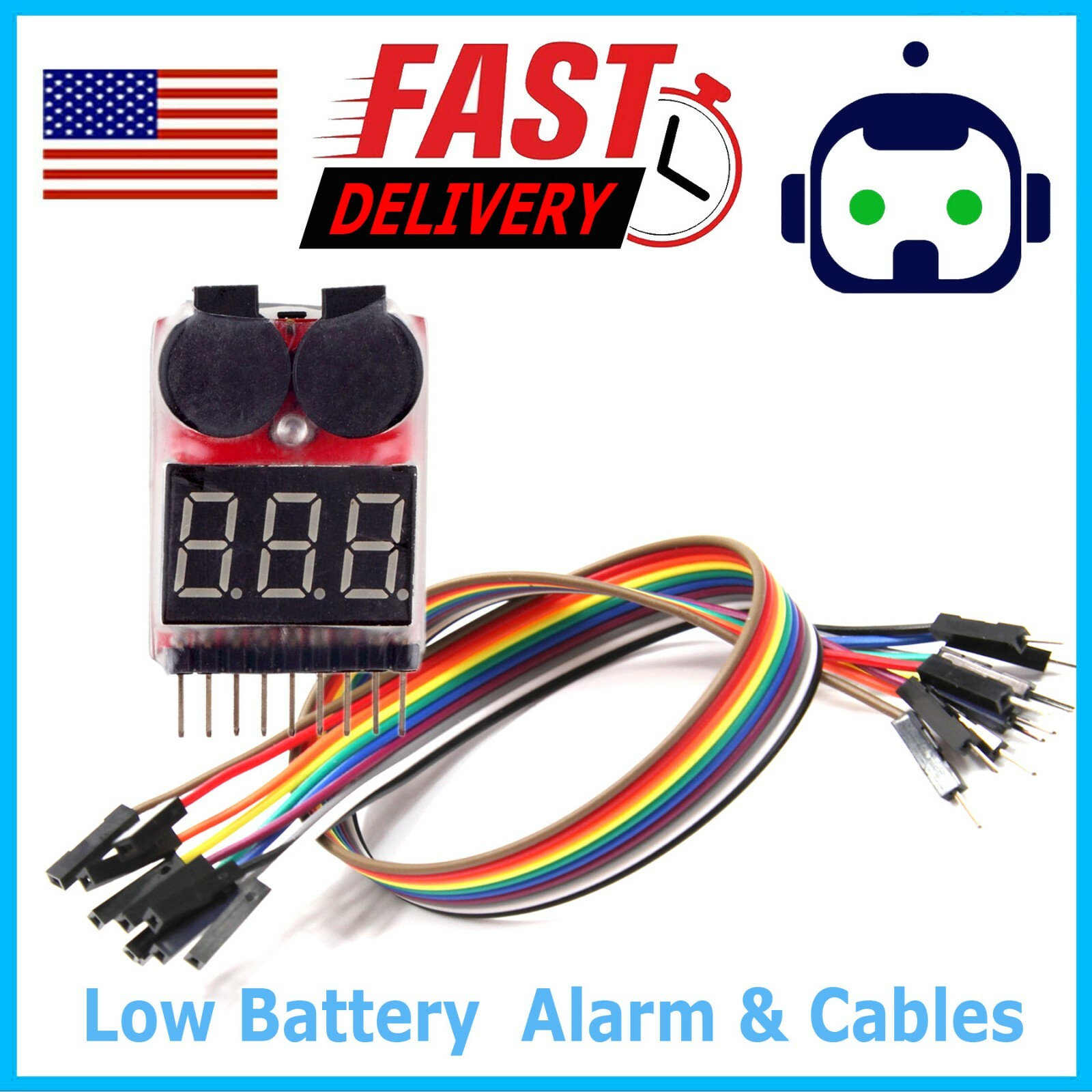 RC Lipo Battery Low Voltage Alarm 1S-8S Buzzer Indicator Checker Tester LED