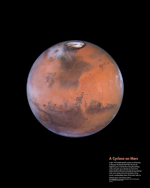 HUBBLE SPACE TELESCOPE CYCLONE ON MARS 11x14 GLOSSY PHOTO PRINT