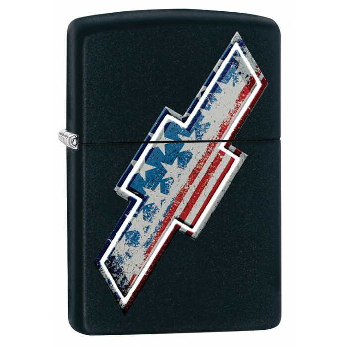ZP21 Zippo Lighter: Chevrolet American Flag  Black Matte 79614