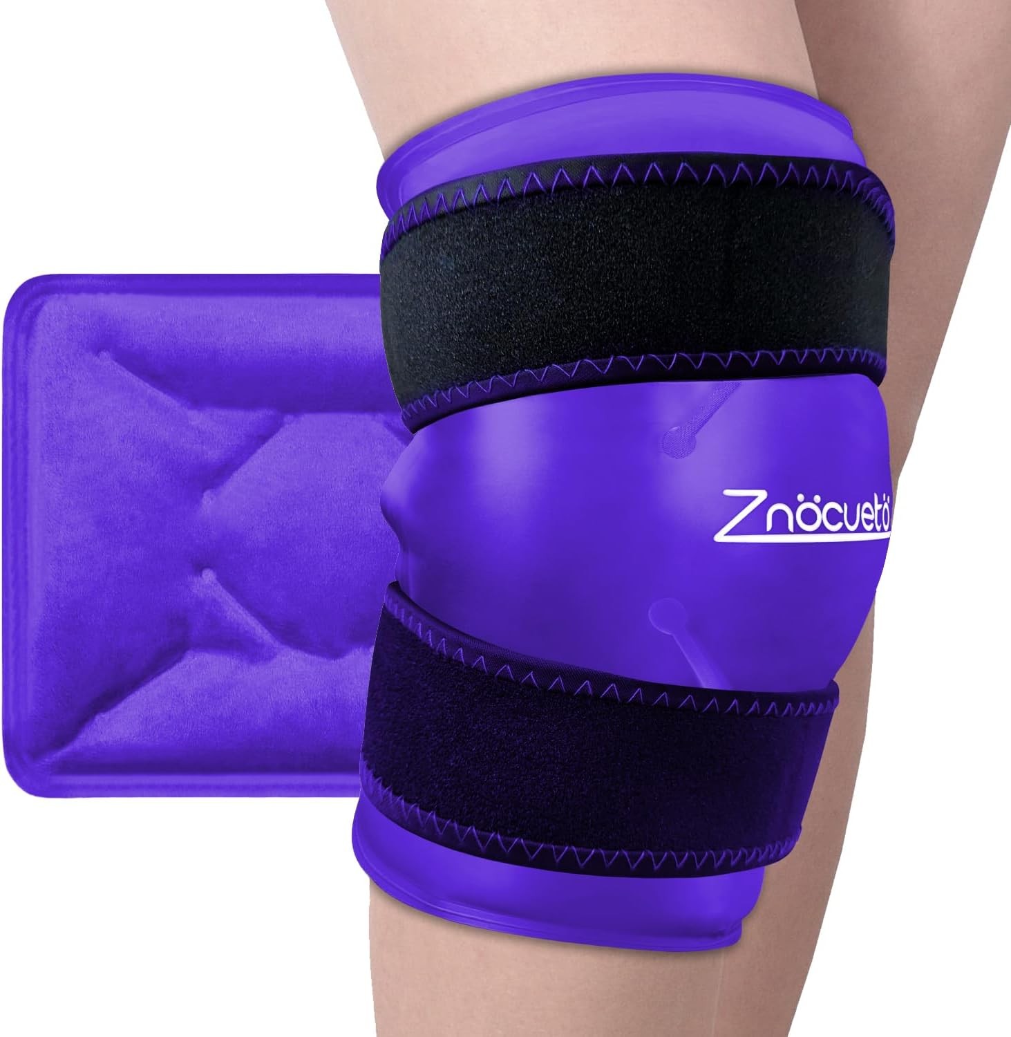 ZNÖCUETÖD Enhanced Knee Ice Pack Wrap for Pain Relief, Large Gel Purple