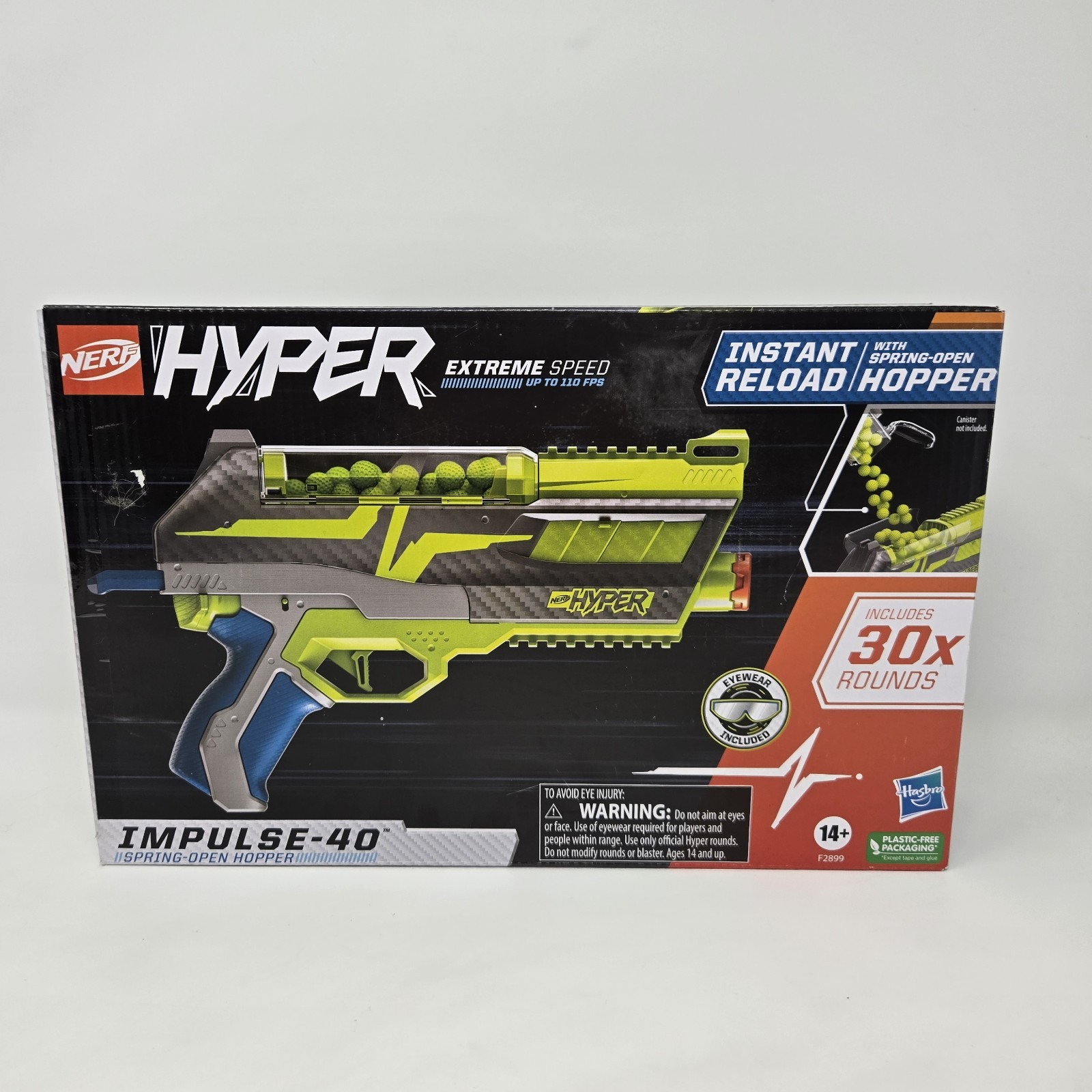 Nerf Hyper Impulse-40 Blaster Spring-Open Hopper Instant Reload 30 Rounds NEW