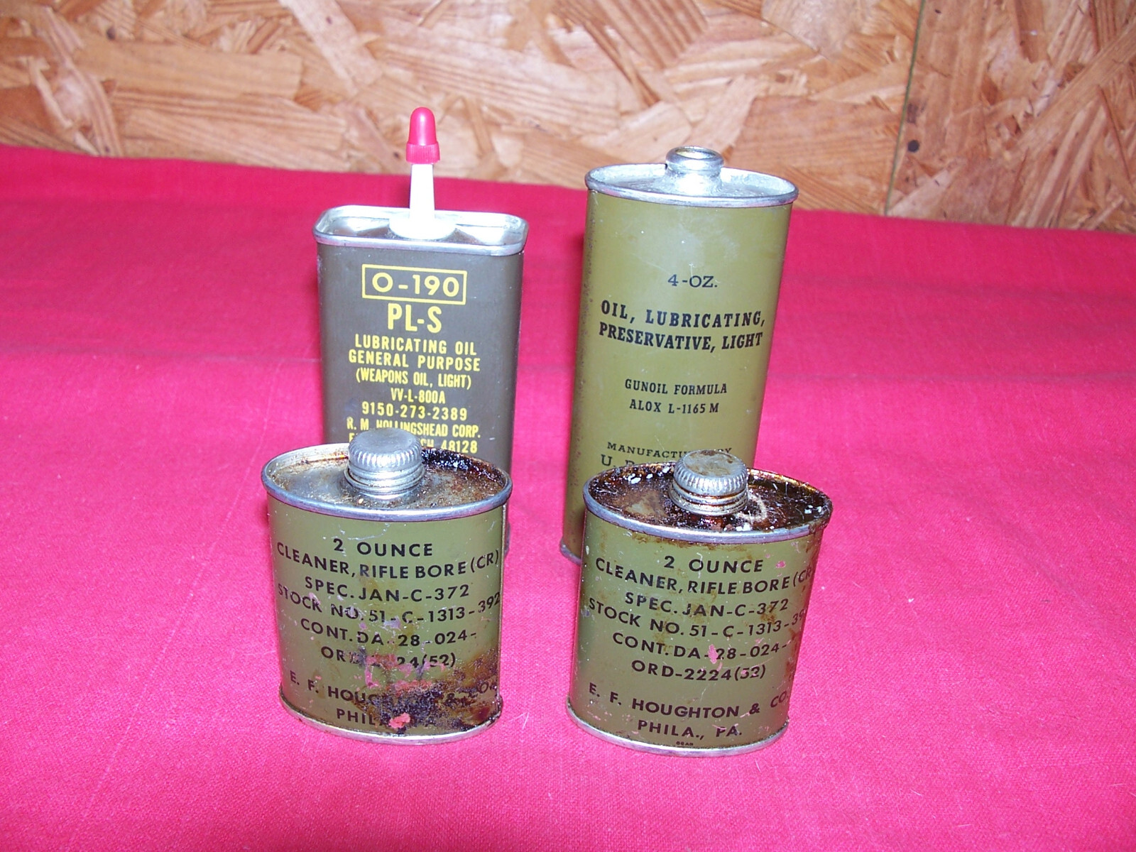 4 Vietnam War Rifle Oil Tins Lubricating Weapons Gun Bore Cleaner US Army GI Can