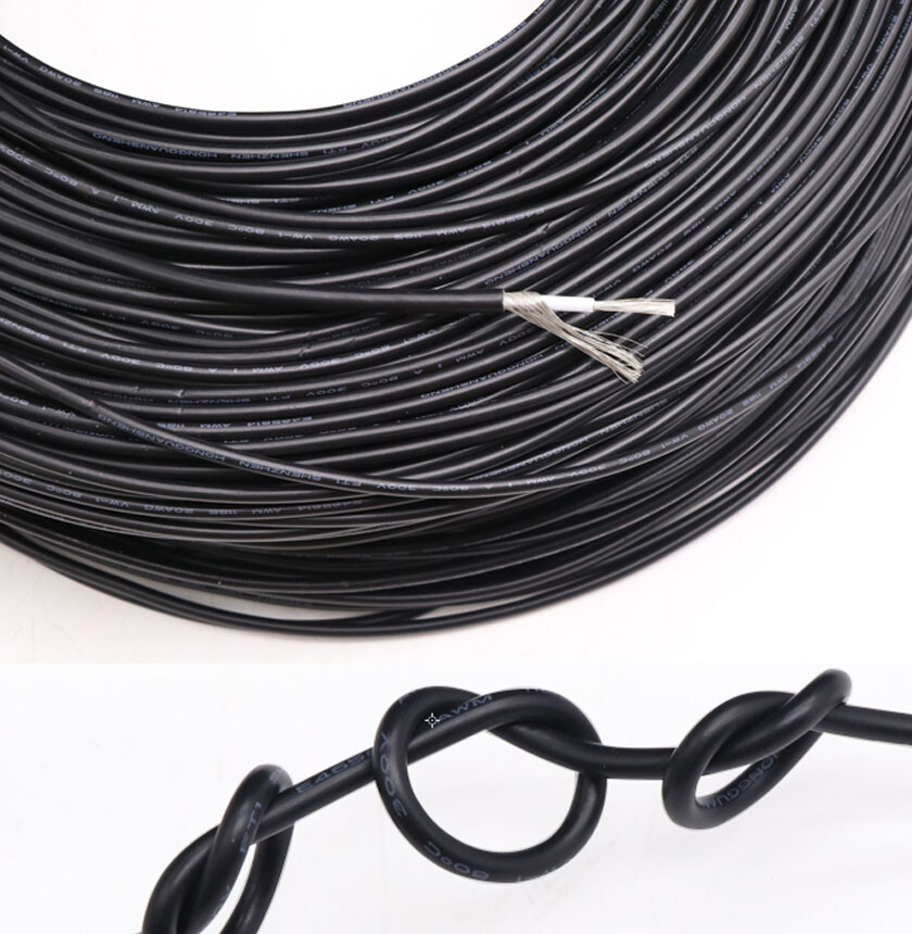 UL1185 Single Core Shielded Wire 10/12/14/16/18/20/22/24/26/28AWG Black And Grey