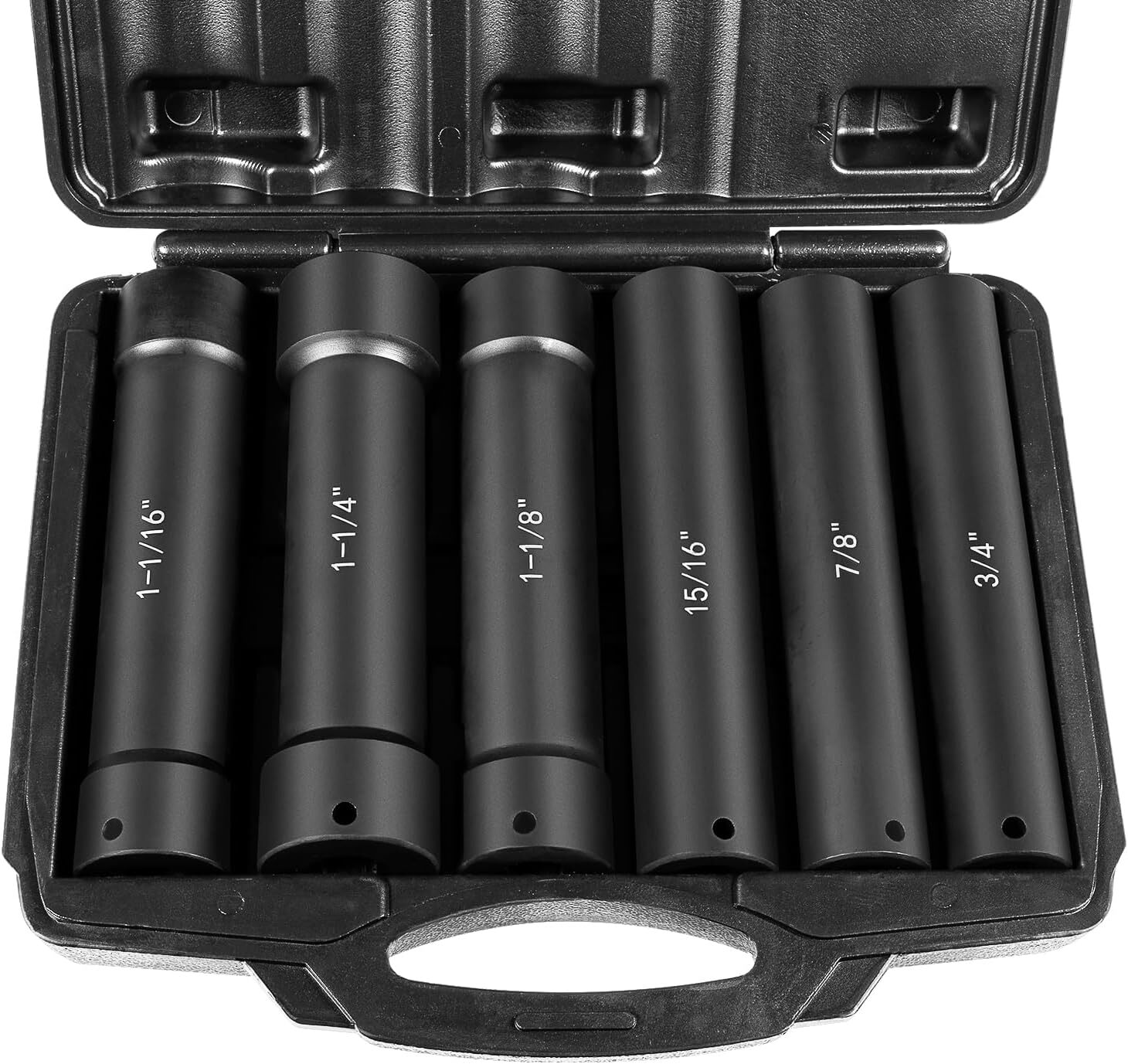 1/2 Inch Drive Heavy Duty Extra-Deep Length Impact Socket Set with Storage Case