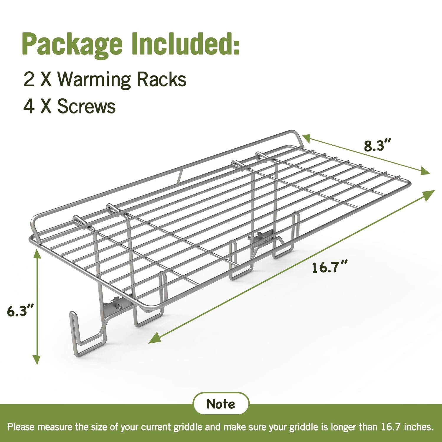 2Pcs Blackstone Griddle Warming Rack, Heavy Duty Steel Grill Warming Rack Com...