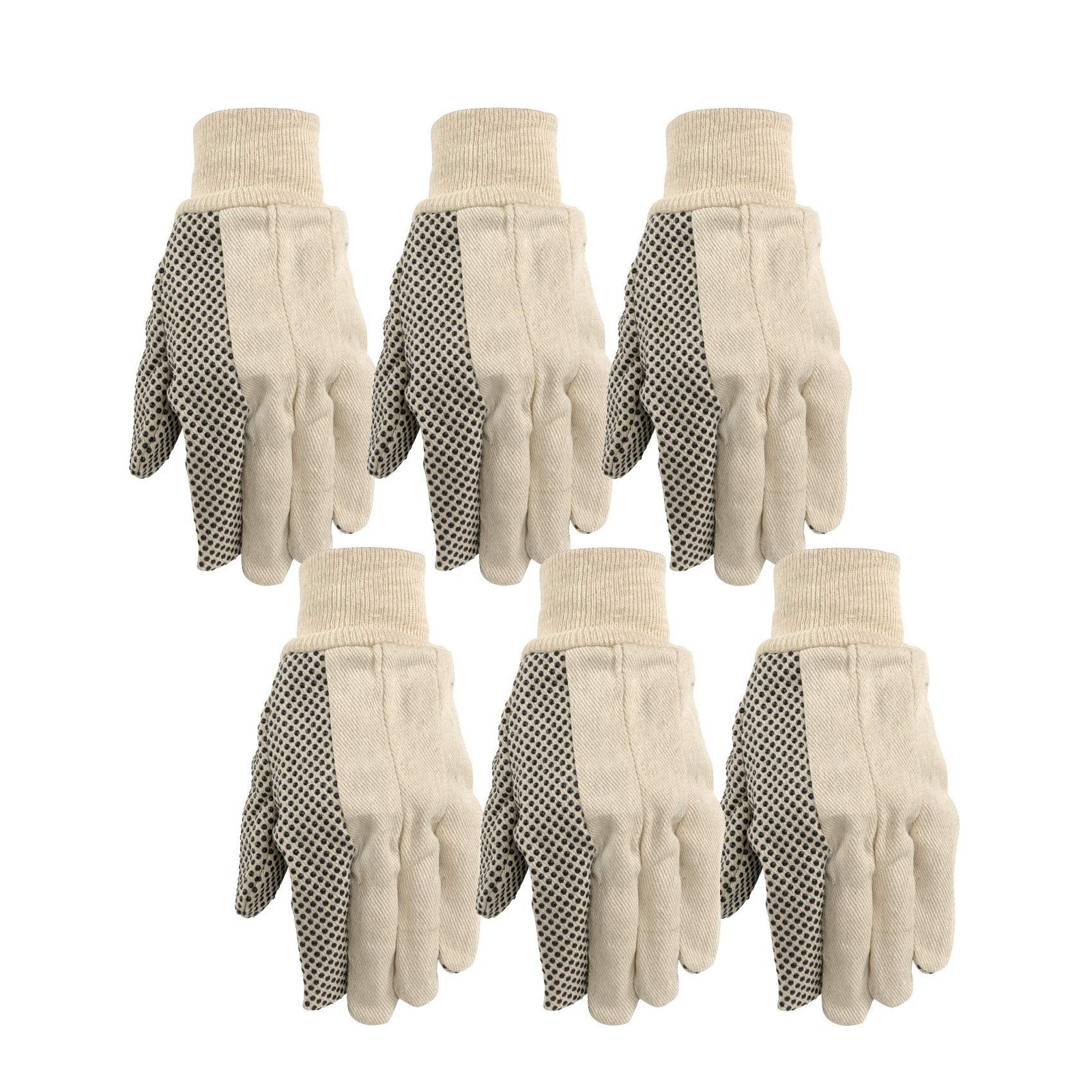 Wells Lamont Canvas Work Gloves, Economy Dotted, 6 Pair Pack (309K) Fast Ship