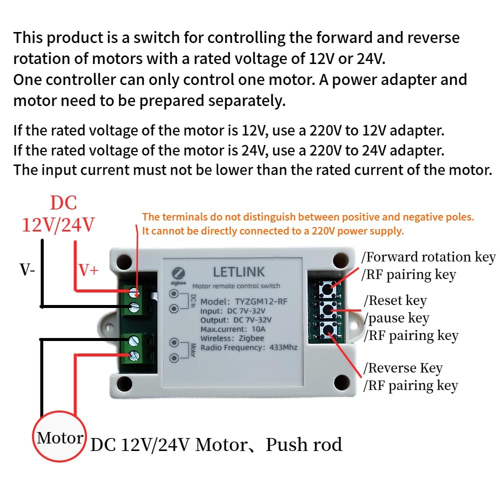 Intelligent Wireless Forward and Reverse Motor Remote Controller, DC 732v DC ...