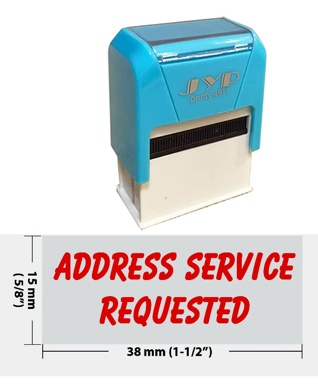 ADDRESS SERVICE REQUESTED - JYP 4911R-11 Self Inking Rubber Stamp (RED INK)
