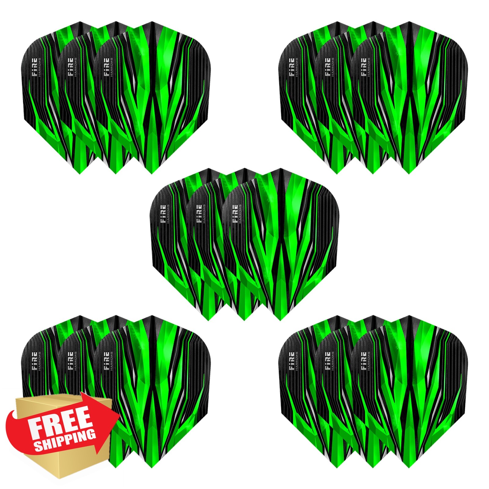 Harrows Fire Dart Flights Green