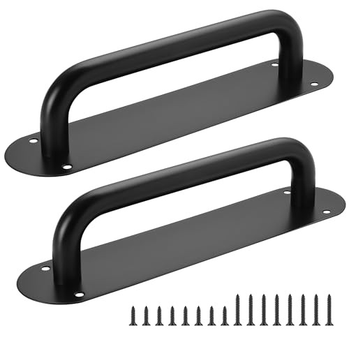 2 Pack 11" Black Large Barn Door Handles, Gate Door Pull Matte Black 2 Pack