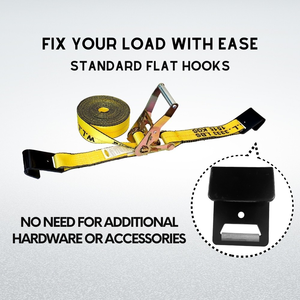 6 Pack 2"x30' Ratchet Strap w/Flat Hook WLL3333lbs Tie Down Cargo Control Yellow