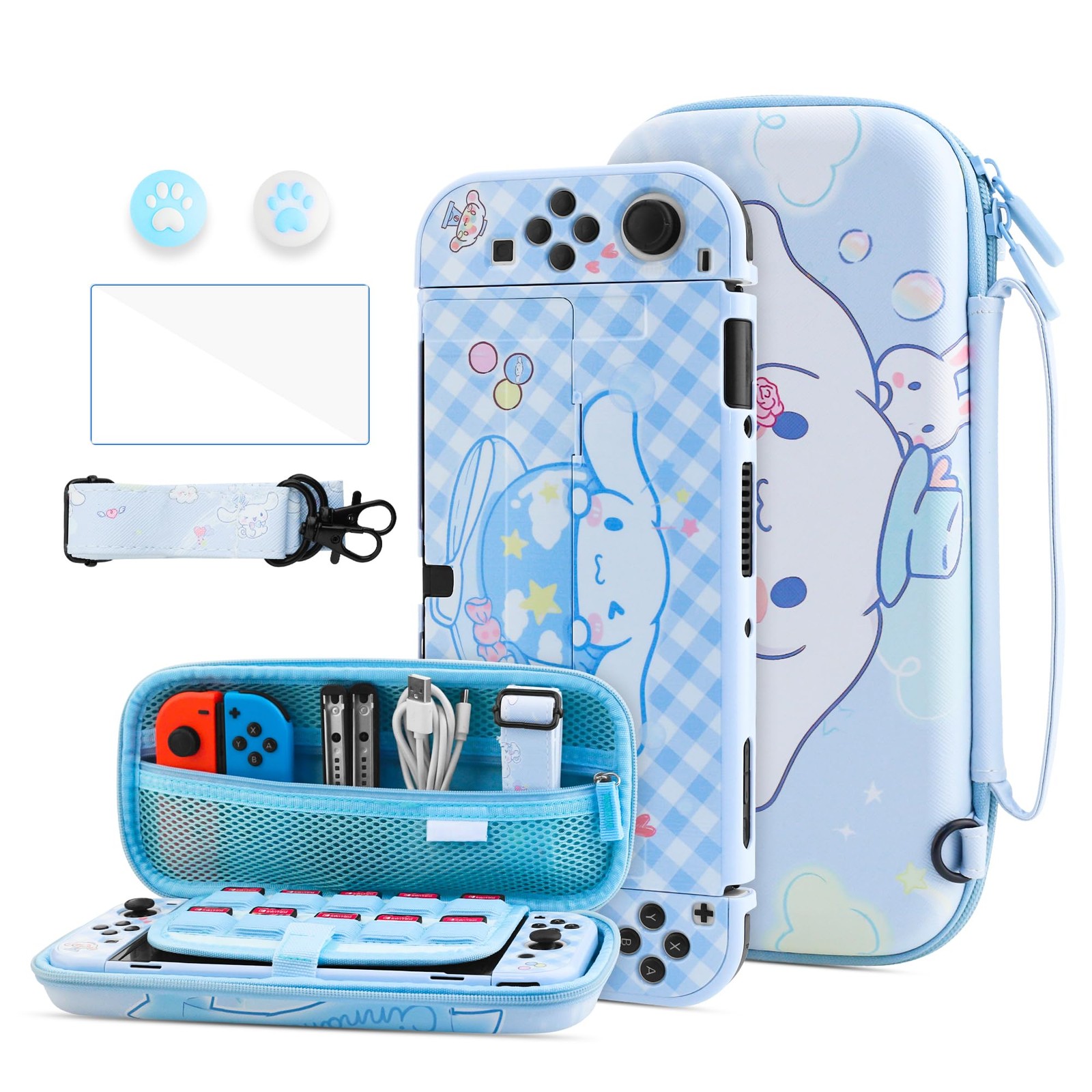 HYPERCASE Blue Dog Carrying Case for Nintendo Switch OLED, Cute Travel