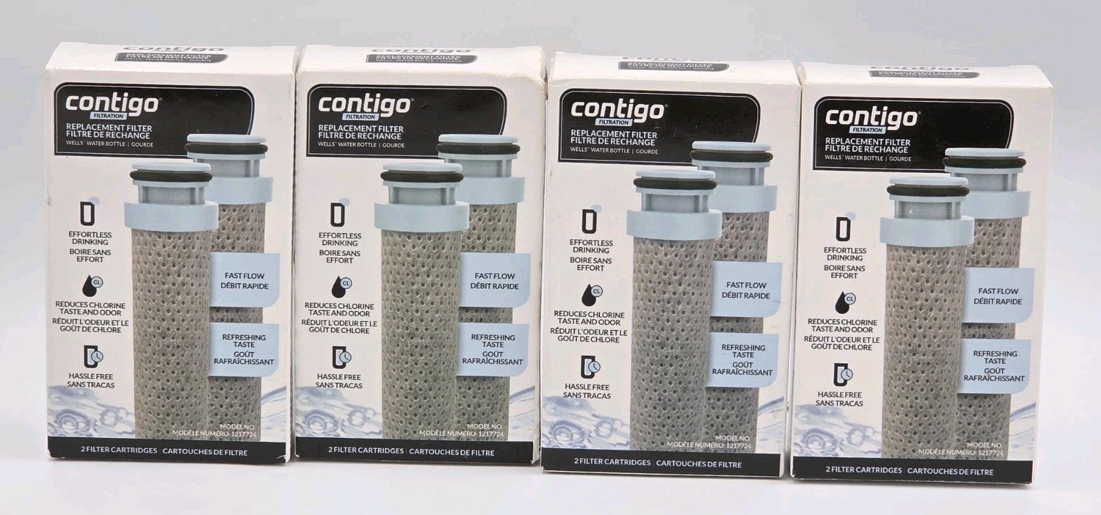 Lot of 4 Packs Contigo Wells Water Bottle Replacement Filter 8 Cartridge Total