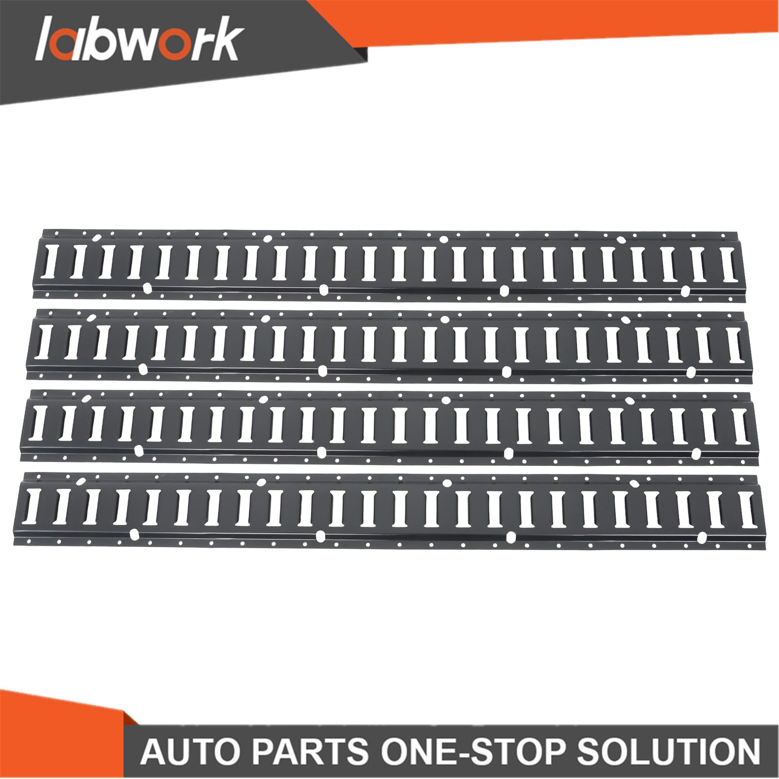 Labwork 10 Pack 4' E Track Tie Down Rail Galvanized Steel Rail Powder-Coat Black