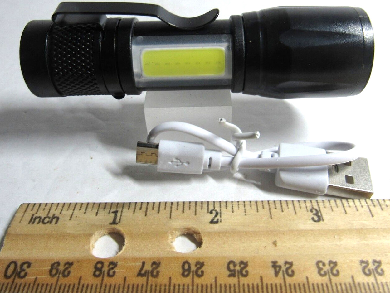 Mini USB charged pocket flashlight, 5 FUNCTIONS, LIGHTWEIGHT, DURABLE, BRIGHT