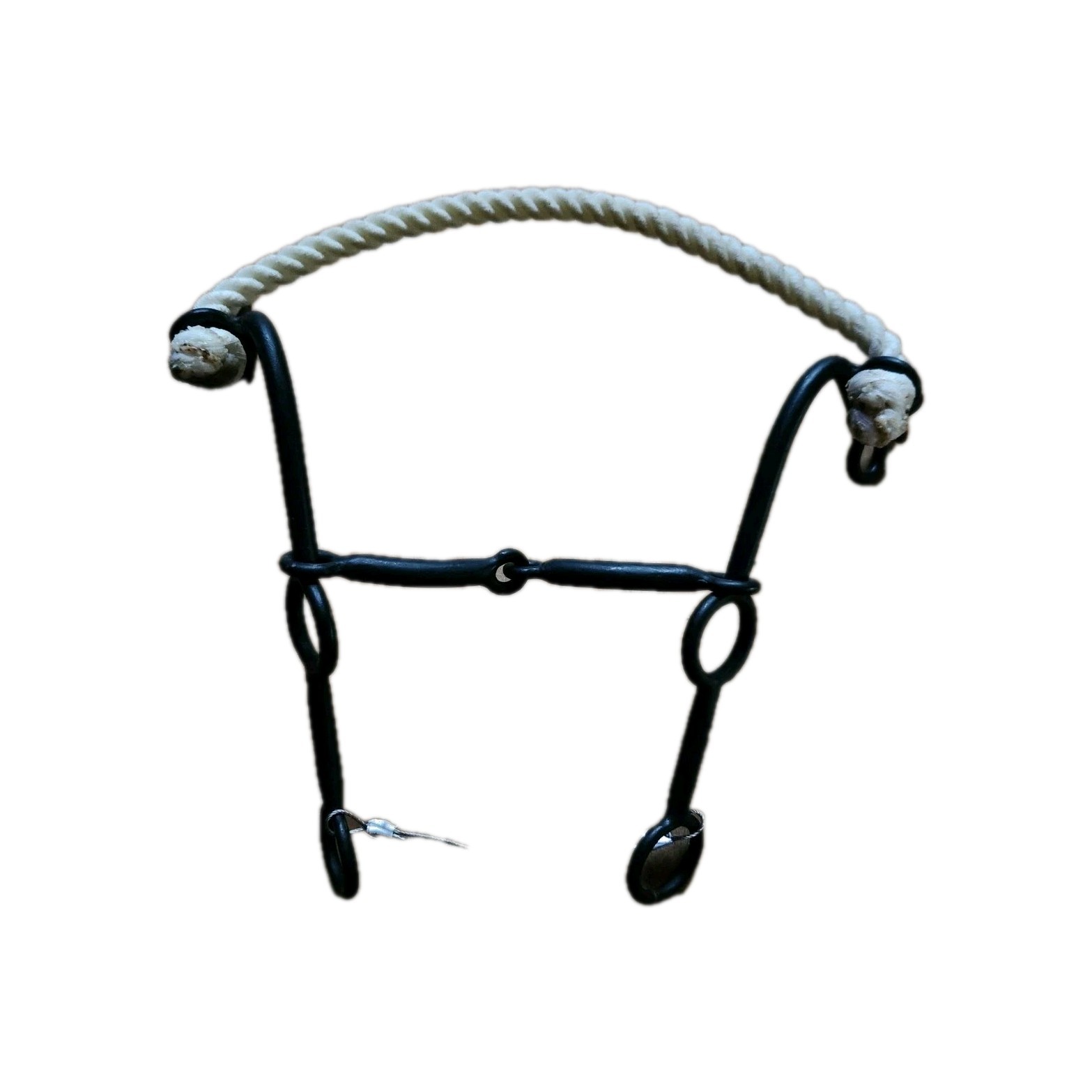 Western Black Iron Smooth Snaffle Rope Nose Gag Combo Bit